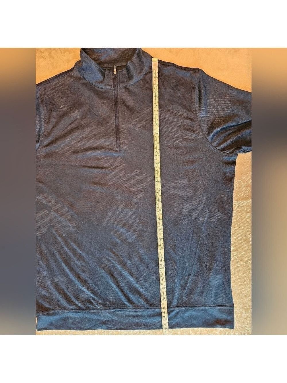 Med. Kirkland Signature Blue Quarter Zip Performance Pullover w/ Subtle Camo NWT - Picture 4 of 8